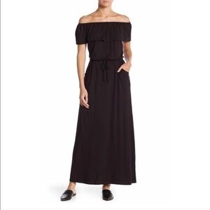 Max Studio Off the Shoulder Black Maxi Dress Small
